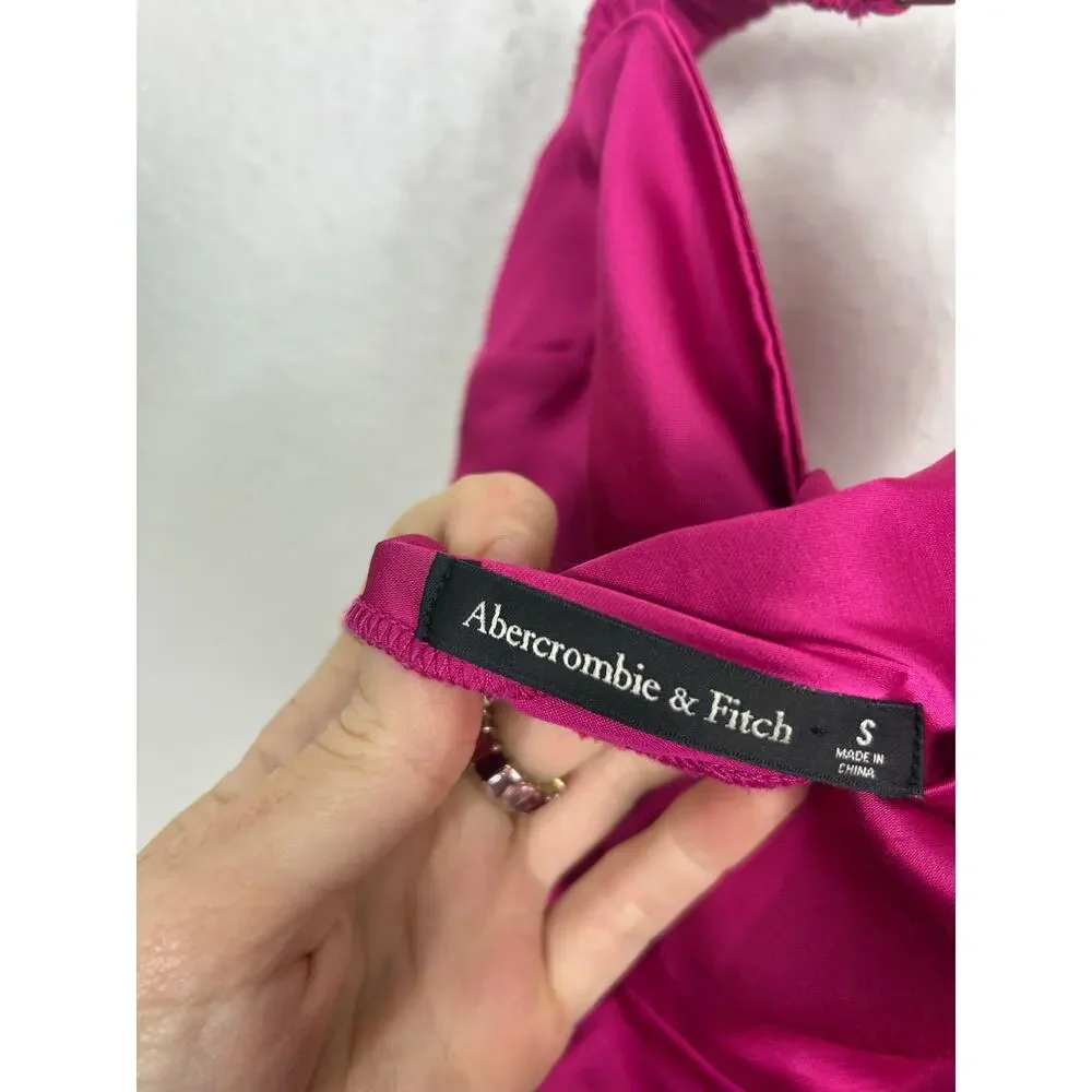 Abercrombie & Fitch Hot Pink Satin Midi Slip Dress - Picture 6 of 8